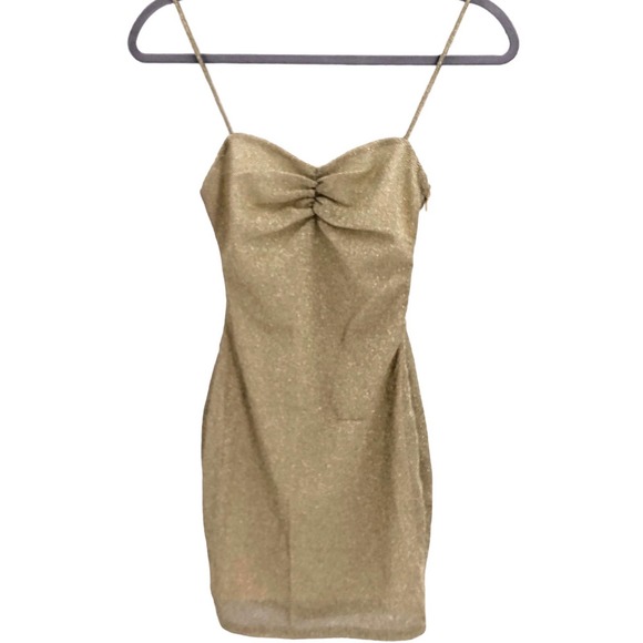By The Way NEW Womens Size XXS Aran Gold Metallic Body-Con Mini Dress Revolve - Picture 1 of 7